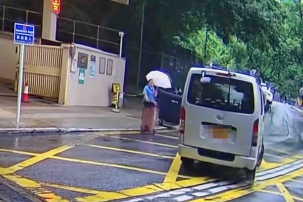 The woman was forced to jump out of the way of the van. Photo: Handout