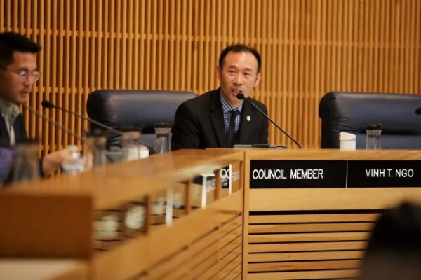 Monterey Park City Councilmember Vinh Ngo speaks during a special City Council meeting on Tuesday, Jan. 31, 2023, in Monterey Park. (Photo by Howard Freshman, Contributing Photographer)
