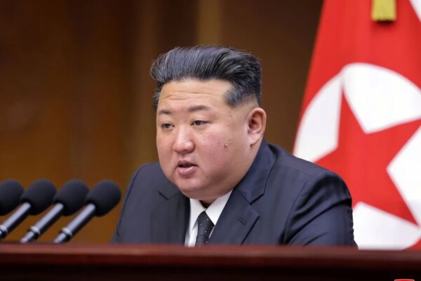 This photo provided by the North Korean government, shows North Korean leader Kim Jong Un speaks during a parliament session at the Supreme People’s Assembly, which was held on Sept. 20-21, 2025 in Pyongyang, North Korea. Independent journalists were not given access to cover the event depicted in this image distributed by the North Korean government. (Korean Central News Agency/Korea News Service via AP)