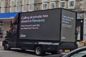 A van advertising for Uber drivers in Newquay (Submitted)