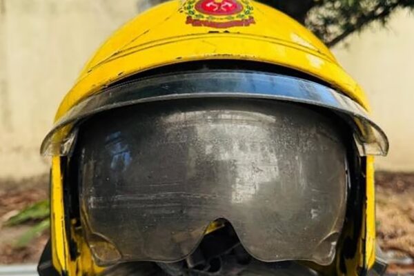 Ho’s helmet shows little sign of unusual damage, aside from a crack in the visor. Photo: Handout