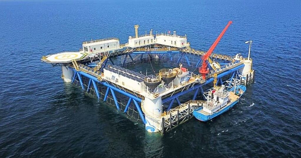 An offshore solar energy platform in the ocean using bamboo in its base structure. Jilin-2
