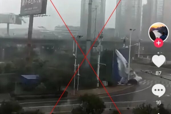 <span>Screenshot of the false Douyin post taken on August 12 with a red X added by AFP</span>