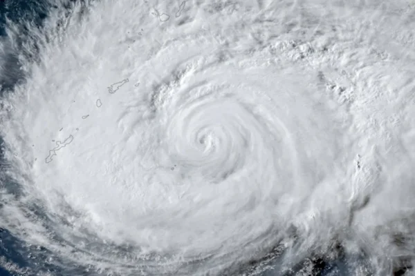 A satellite image shows Typhoon Dolphin approaching Japan's Okinawa