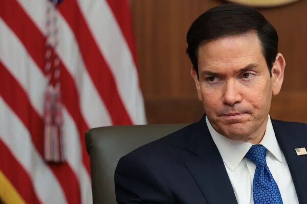 Secretary of State Marco Rubio speaks during a Cabinet meeting at Camp David.