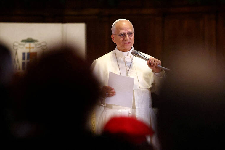 REUTERS/CLAUDIA GRECO / AUG. 22
                                Pope Leo speaks during a meeting with people with disabilities and those assisted by Caritas, at Rimini Cathedral, during a pastoral trip in Rimini, Italy.