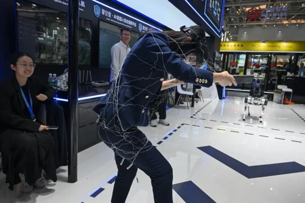 The AI Patrol Net-launch Robot Dog Pro releasing a non-lethal net on a hostile subject.