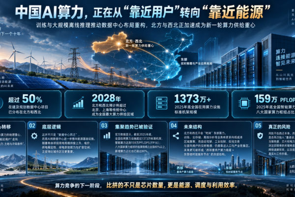 China's AI data centers are shifting toward the northern and northwestern regions.