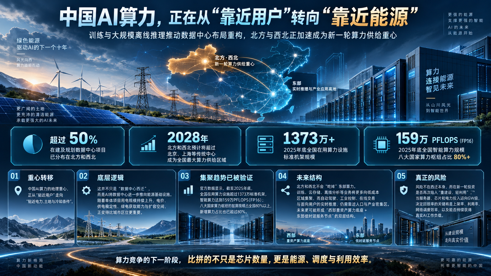 China's AI data centers are shifting toward the northern and northwestern regions.