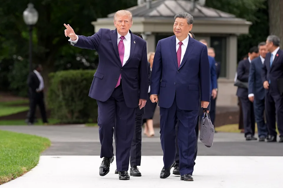 Alex Brandon/AP Photo - PHOTO: President Donald Trump speaks with China's President Xi Jinping during a tour of the South Lawn of the White House, Sept. 24, 2026, in Washington.